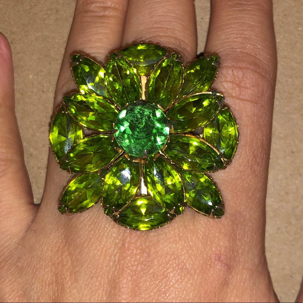 Gorgeous Green Gemstone Large Statement Ring - Ad… - image 5
